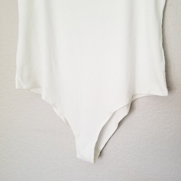 Reformation Rawson Ribbed Bodysuit White Plus Size 3X Short Sleeves Classic $78 - Picture 9 of 16